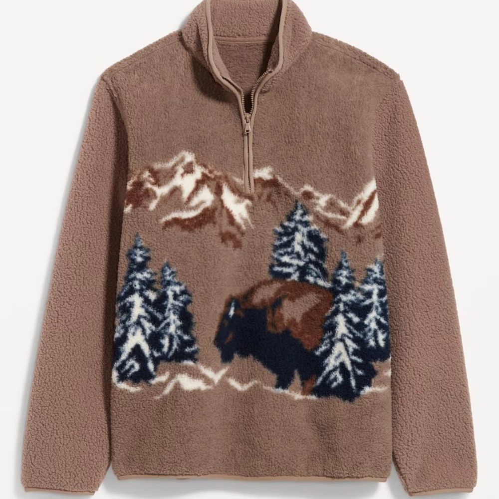 Old Navy 1/4 Zip Sherpa With Bison